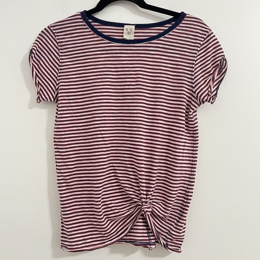 We The Free Free People Tee Shirt Size S Short Sleeve Red White Blue Stripes